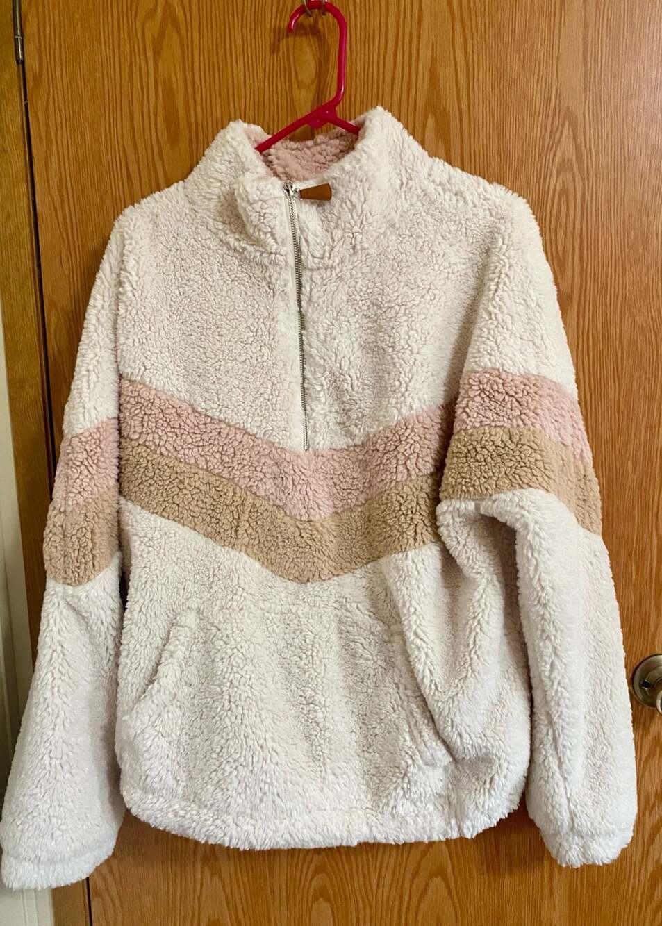 Bluivy Chevron Sherpa Quarter Zip Pullover Sweater Size L
